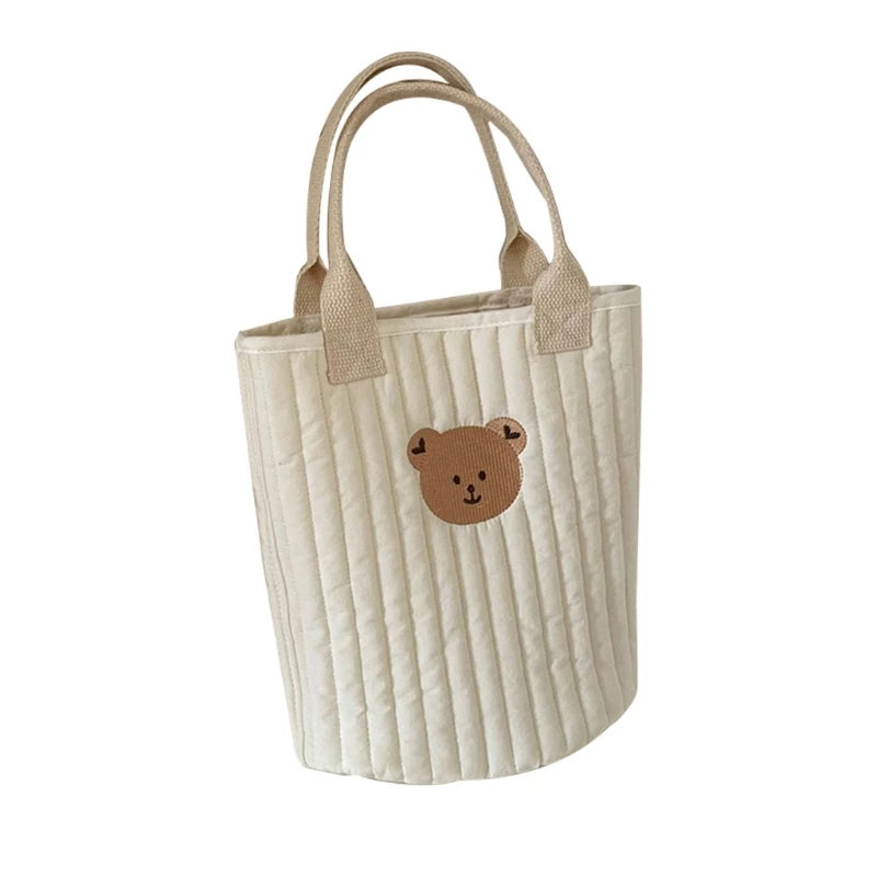 Reusable Cotton Embroidery Baby Bag Bear Pattern