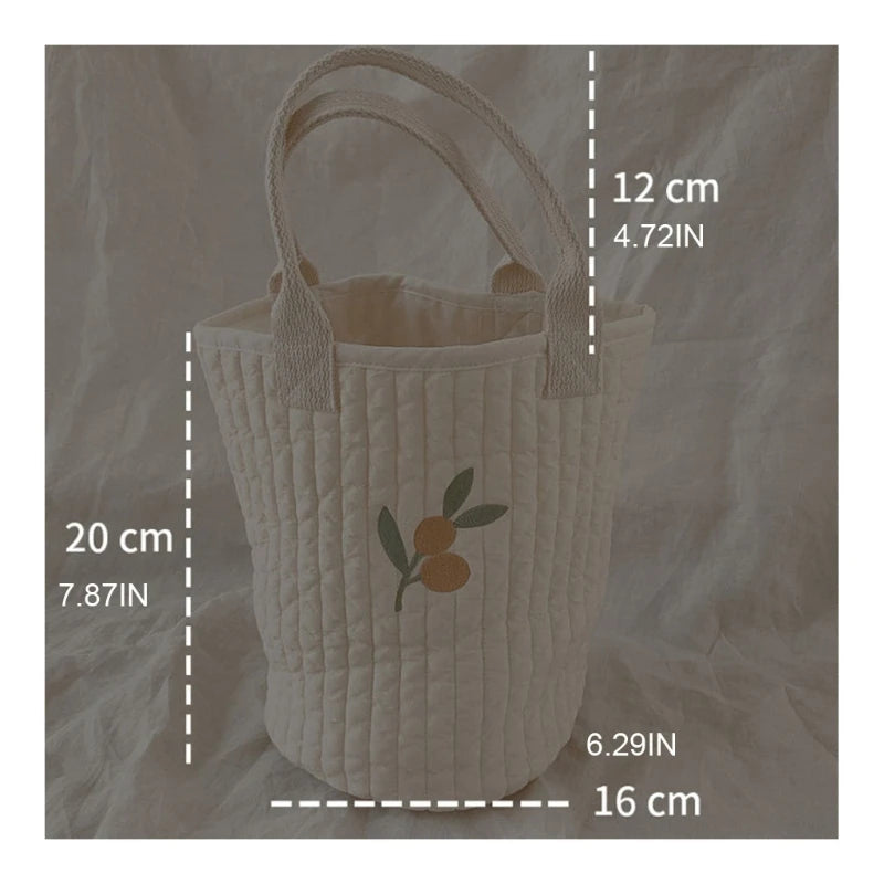 Reusable Cotton Embroidery Baby Bag Bear Pattern