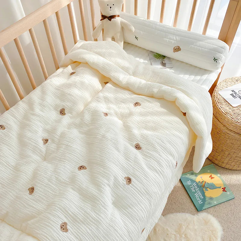 Soft Cotton Baby Quilt with Teddy