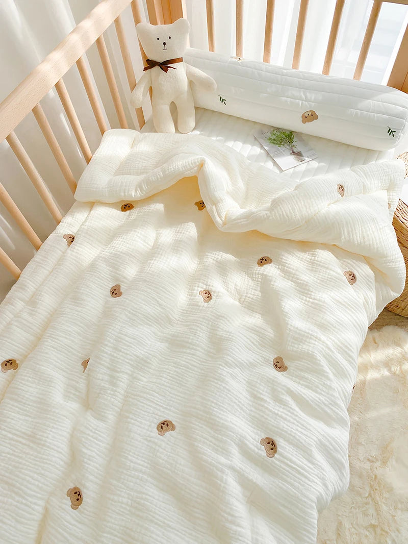 Soft Cotton Baby Quilt with Teddy