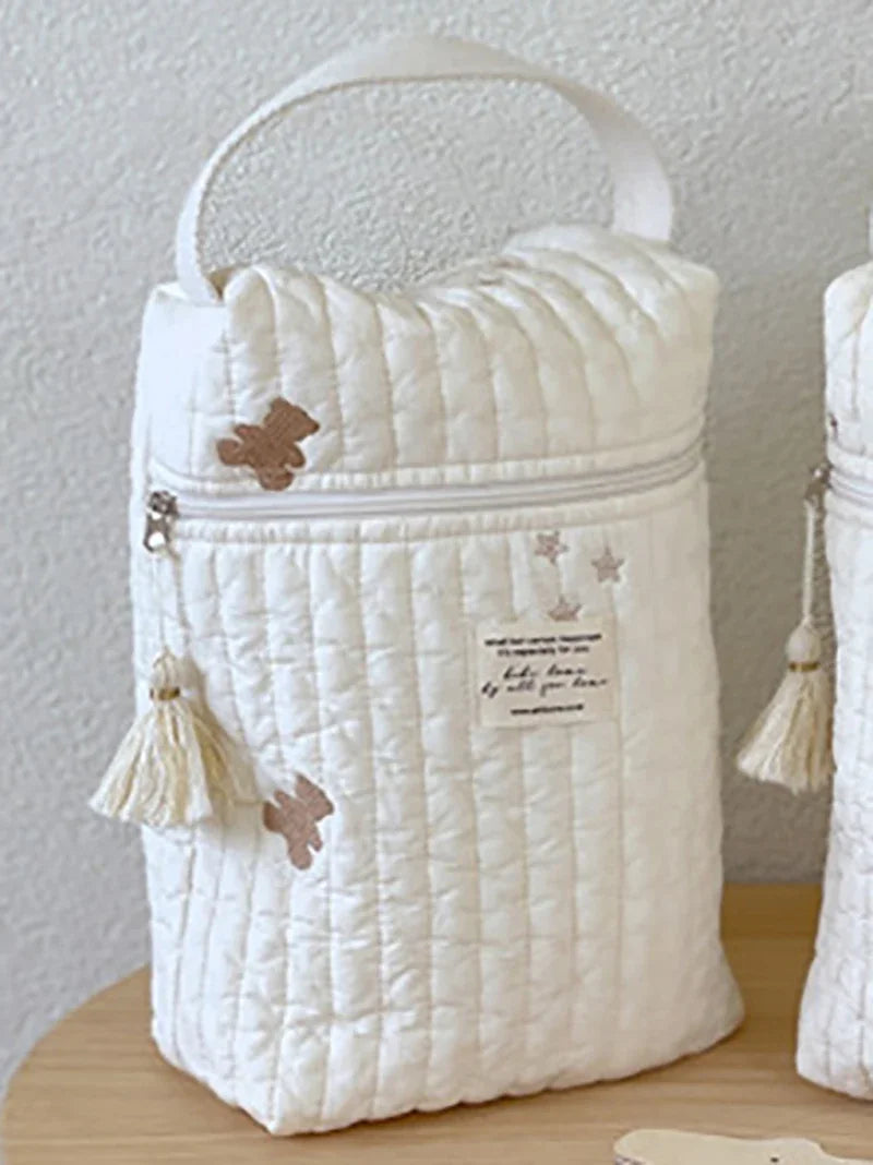 Embroidery Hanging Diaper Bag with Zipper