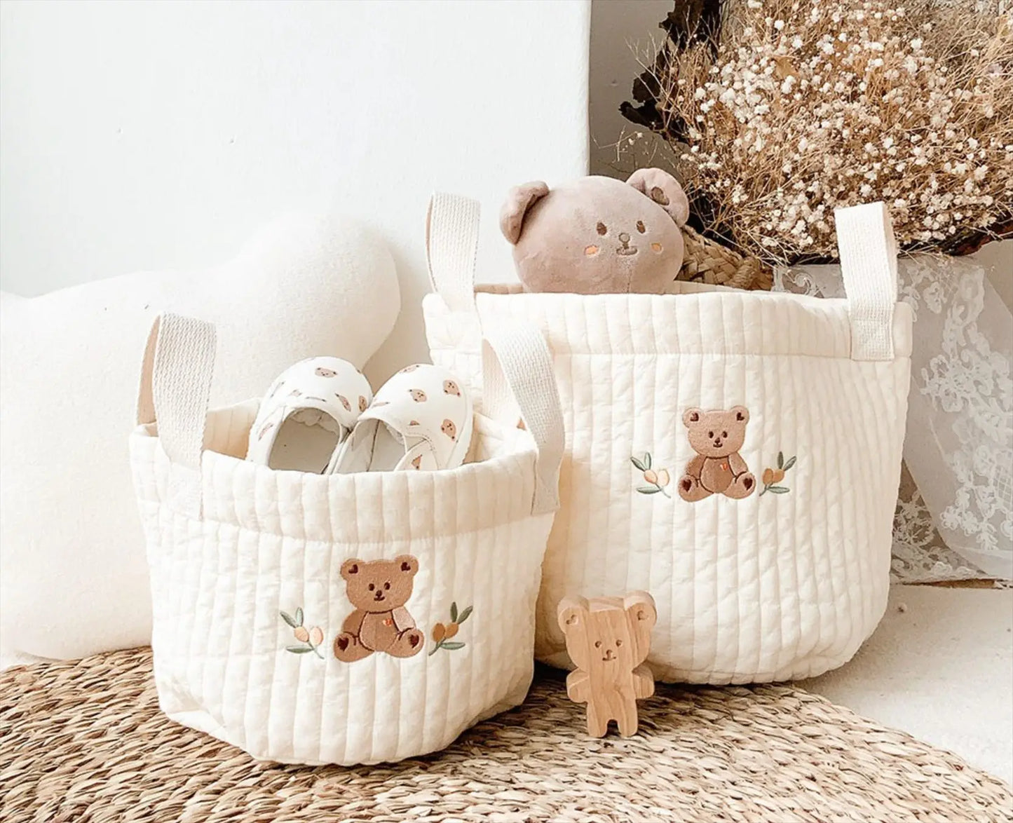 Cute Bear Embroidery Diaper Bag