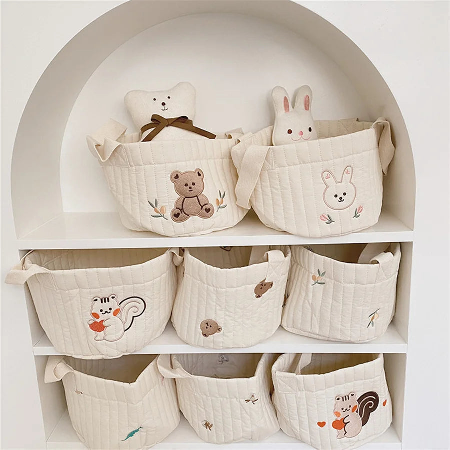 Cute Bear Embroidery Diaper Bag