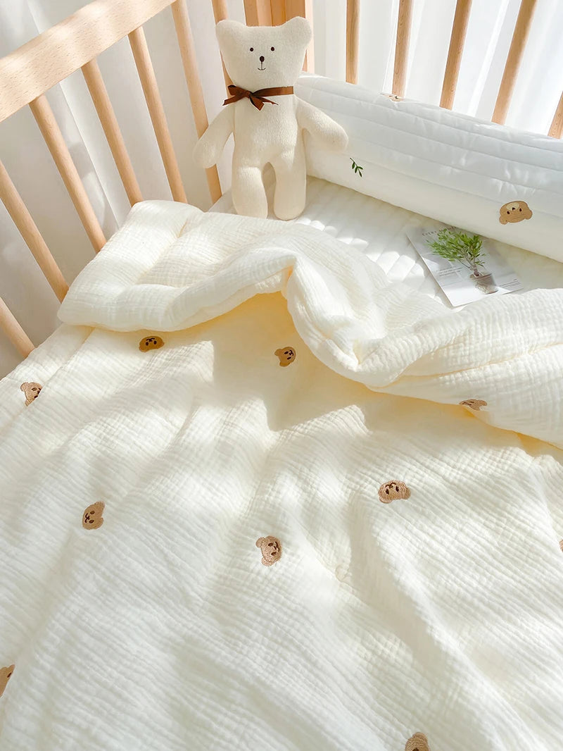 Soft Cotton Baby Quilt with Teddy