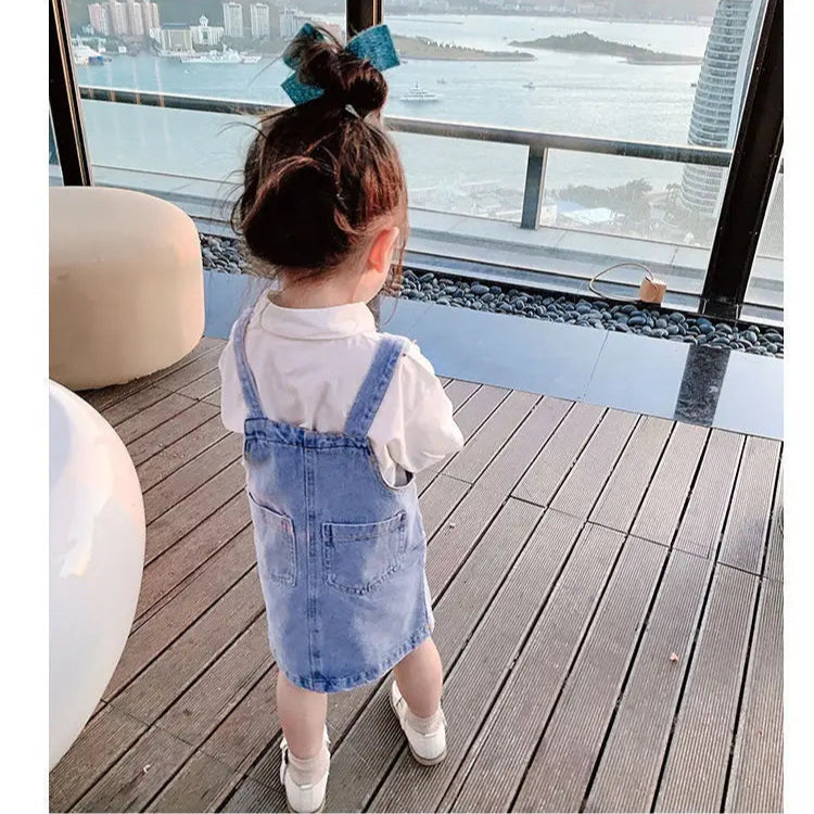 Girls Denim Overalls Skirt- 2yrs+