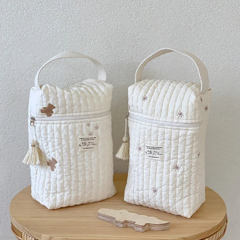 Embroidery Hanging Diaper Bag with Zipper