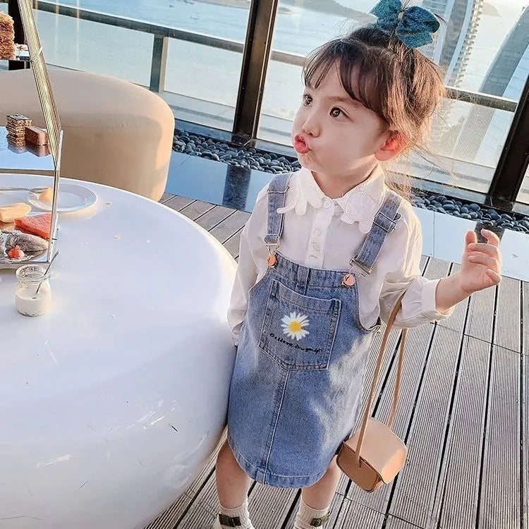 Girls Denim Overalls Skirt- 2yrs+