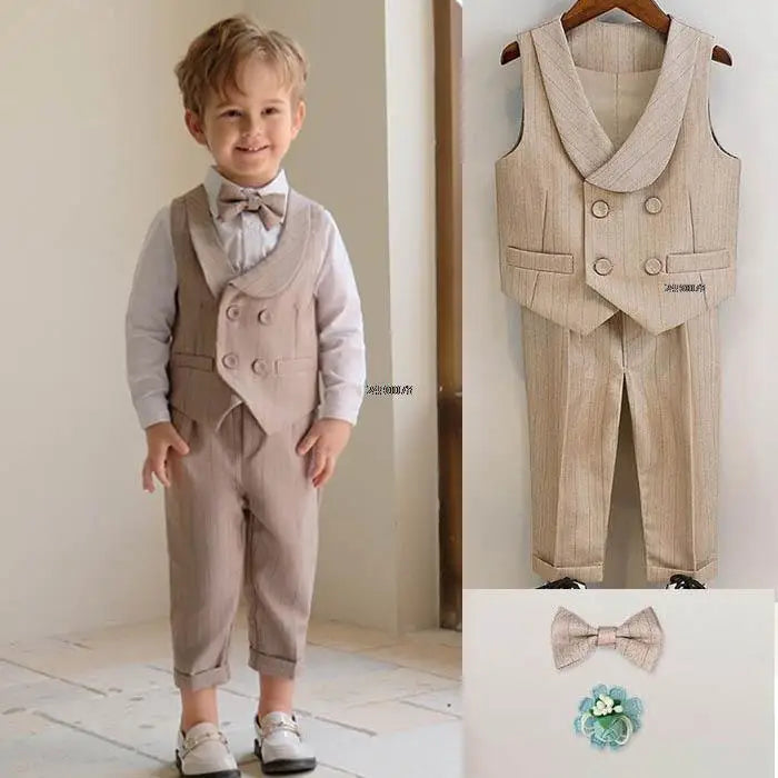 Children Luxurious Khaki Suit Boys