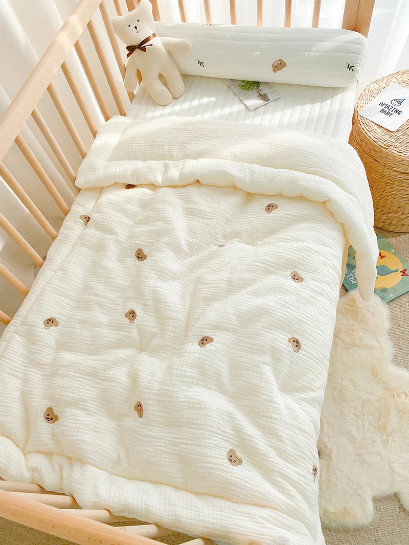 Soft Cotton Baby Quilt with Teddy