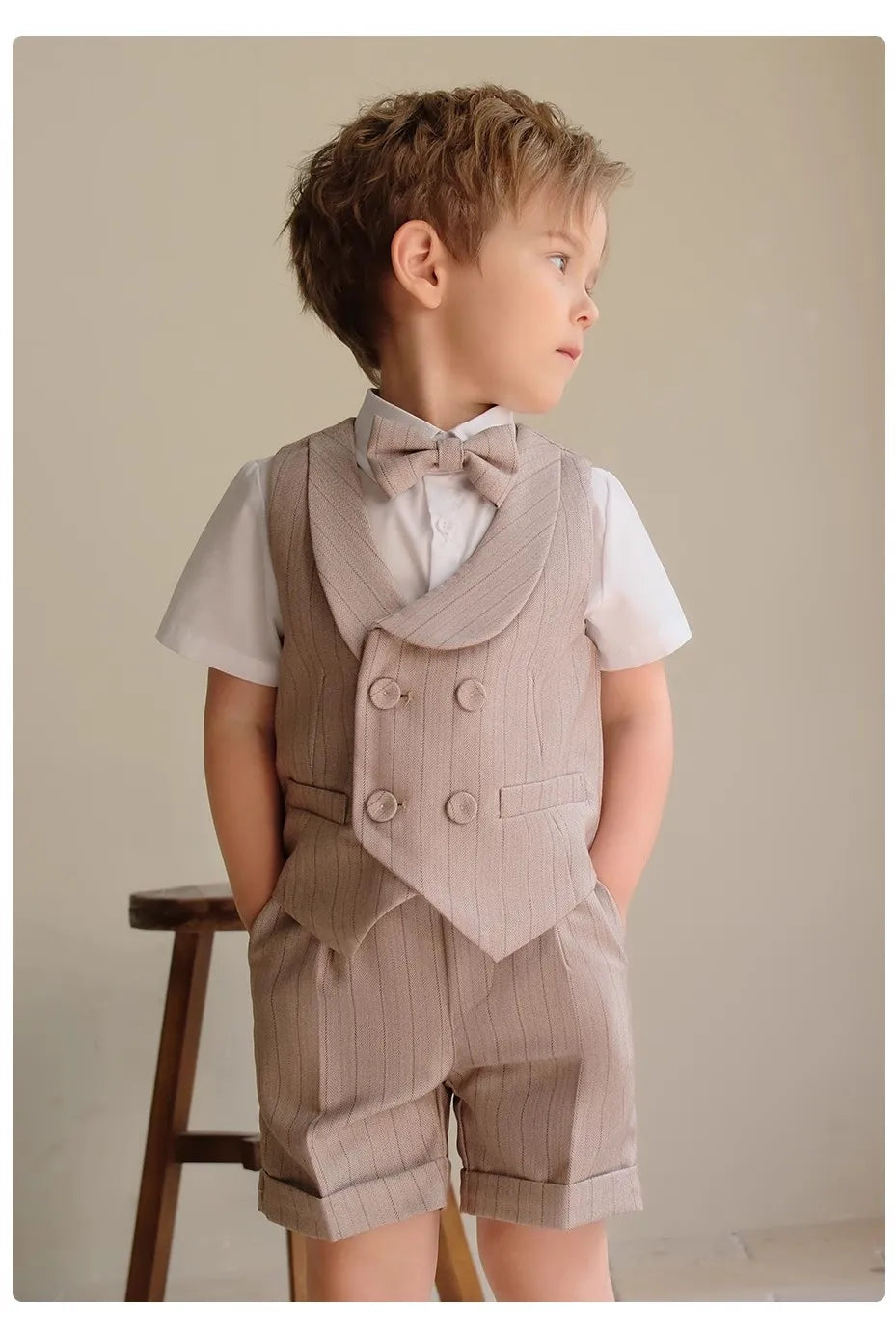 Children Luxurious Khaki Suit Boys