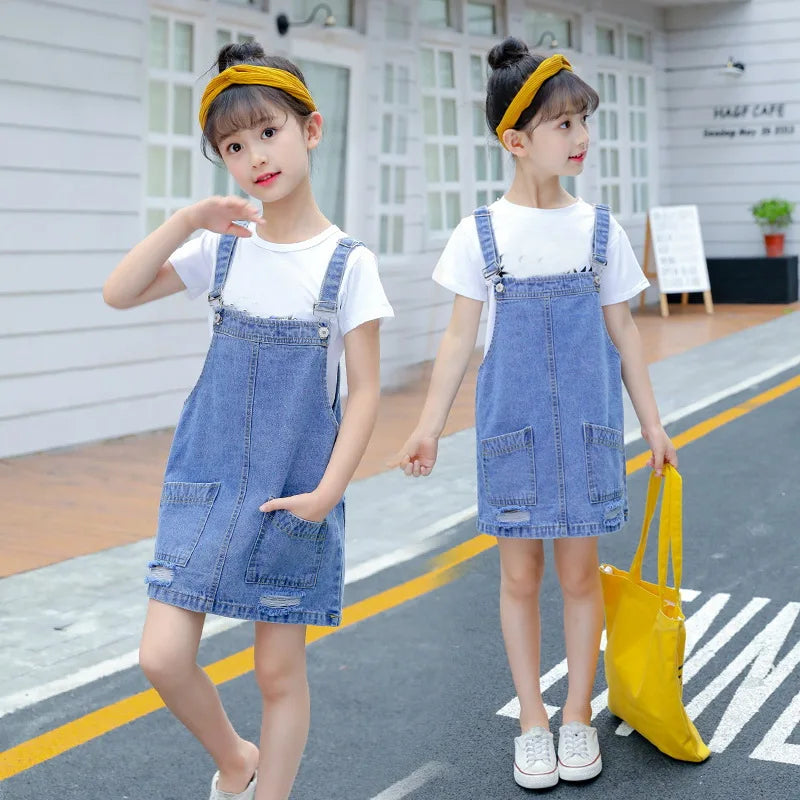 Girls Denim Overalls Skirt- 2yrs+