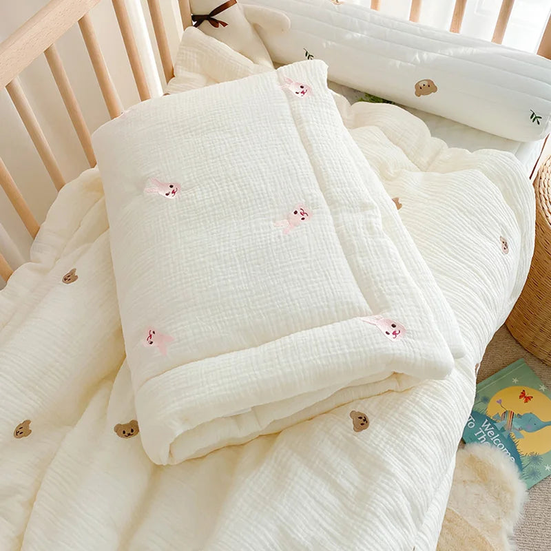 Soft Cotton Baby Quilt with Teddy