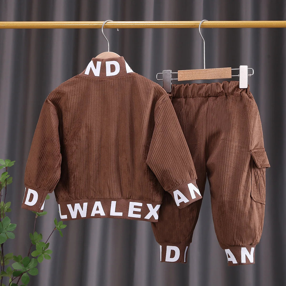 2pc Boys Corduroy Zipper Jacket Coat + Pants