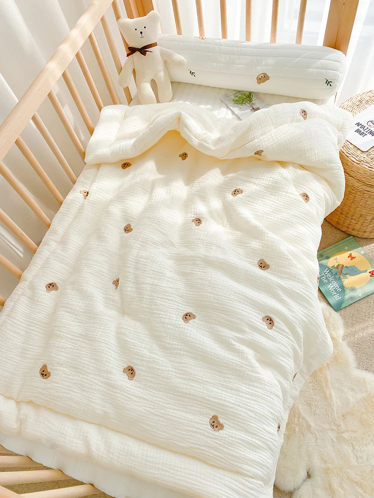 Soft Cotton Baby Quilt with Teddy