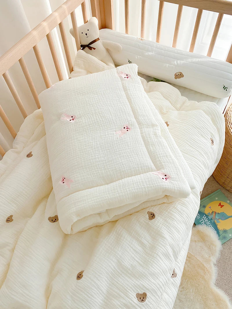 Soft Cotton Baby Quilt with Teddy